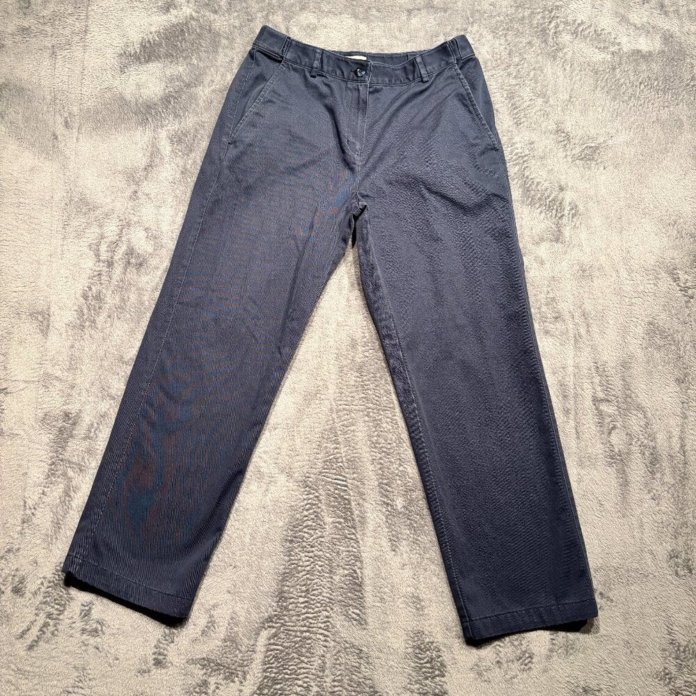 L.L.Bean Women's 4 Petite Classic Fit Chino Pants Navy Blue 100% Cotton